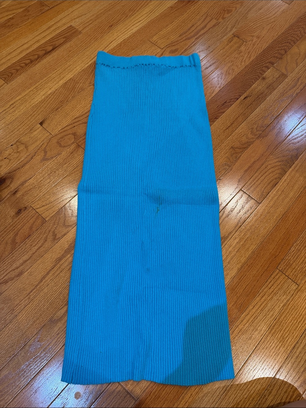 FORE Turquoise Blue Ribbed Knit Fitted Midi Skirt Size M